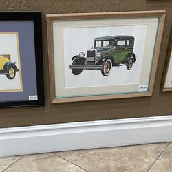 Vintage Cars Framed And Ready To Hang $20 Each
