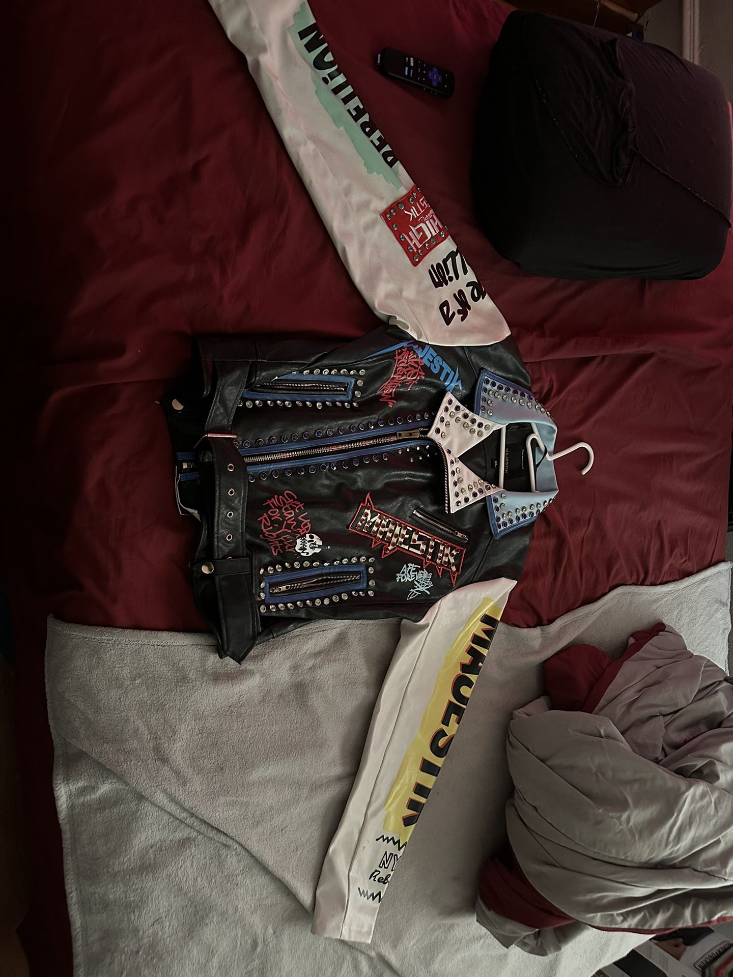 MAJESTIK LEATHER JACKET (BLUE/BLACK) XL