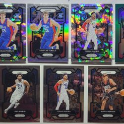 2023-24 Panini NBA Prizm Basketball 76ers Tubelis silver cracked Ice Oubre Green