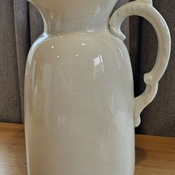Vintage White Ceramic Pitcher – 1930s/40s