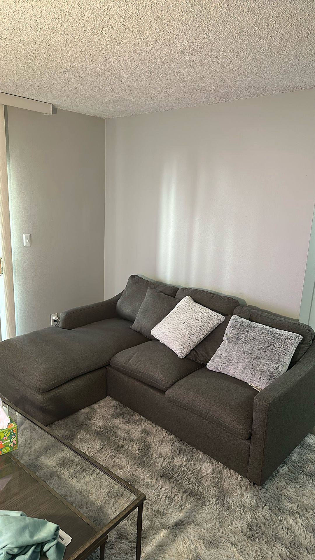 83” Grey Sofa W/ Chaise
