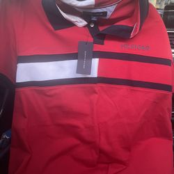Tommy Hilfiger Red Custom Fit Polo Sz L