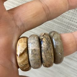 4 Natural Jasper Stone Rings Bands Stackable Healing Grounding
