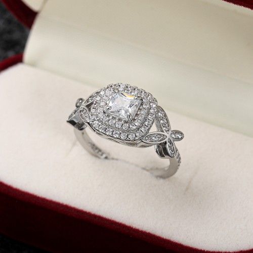 Beautiful Pure Princess Cut Square CZ Romantic Wedding Ring, K820