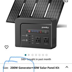 Powkey Solar Generator with Panel, 146Wh/200W Portable Power Station with Solar Panel 40W, 110V Pure Sine Wave DC/USB/AC Outlet Electric Generator Bat