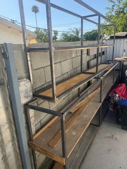 Heavy Duty Metal and Wood Shelving Unit