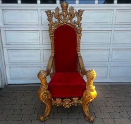 FREE DELIVERY Heavy Duty Santa King Queen Ornate Fiberglass Prop Throne Red Velvet Gold 