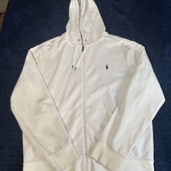 white Polo Ralph Lauren full-zip hoodie Size: Large