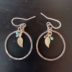 925 Silver  Feather In Hoop Earrings SEE MORE IN DESCRIPTION 