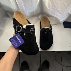 Black Chrome Heart Birkenstocks