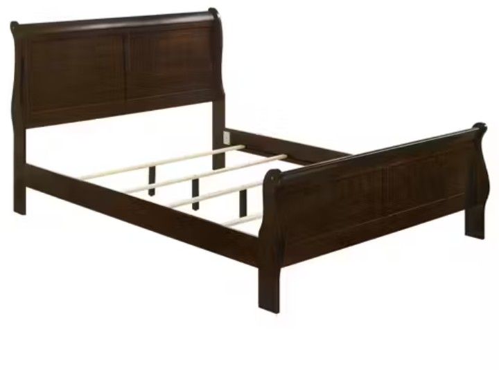 Queen Sleigh Dark Honey Bed Frame