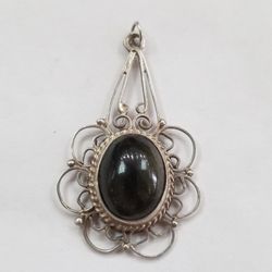 Pendant Sterling Silver And Onyx 