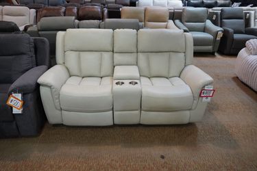 Leather Power Console Loveseat — Kinetic Home