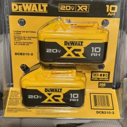 DEWALT 20V 10Ah MAX XR Lithium Ion Battery 1 Pack, LED Charge Indicator (DCB210)