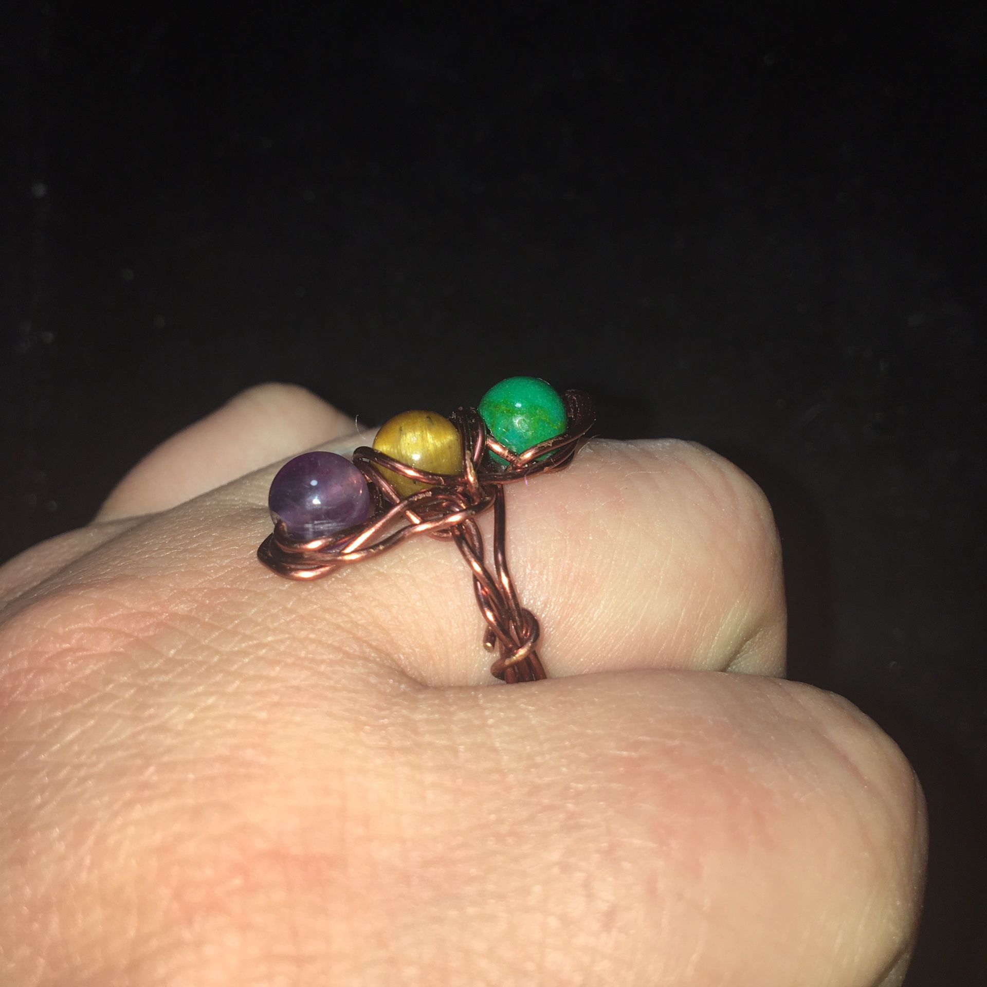 Mardi Gras Gemstone Antique Copper Ring | 1 of a kind | Natural Crystal Gemstone Jewelry