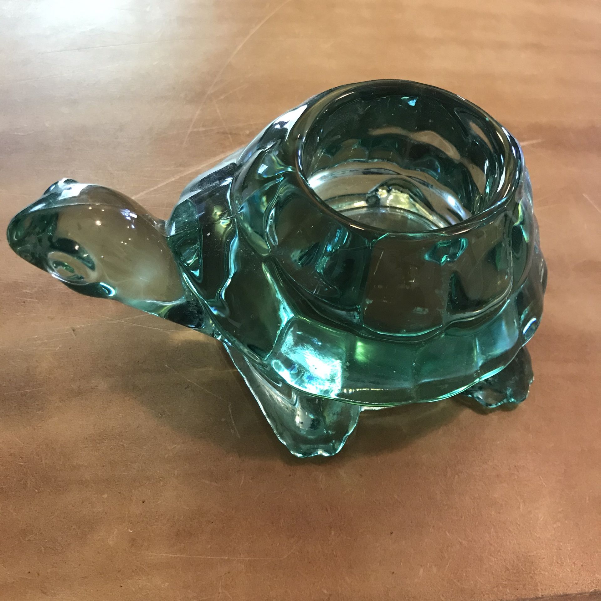 VINTAGE INDIANA GREEN GLASS TURTLE VOTIVE CANDLE HOLDER PAPERWEIGHT