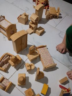 Antique wooden dollhouse furniture