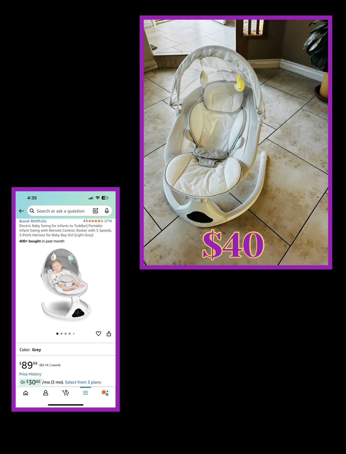 Baby Swing With Remote