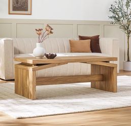Split-Top Coffee Table, 47 Inch, Heritage Oak