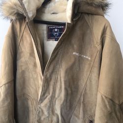 Tan suede leather with fur lining jacket 4xl
