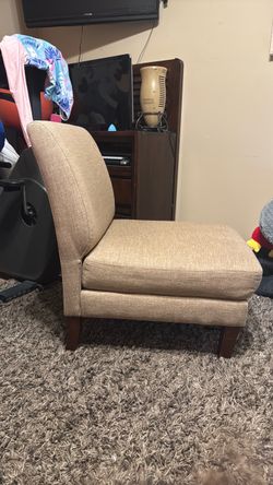 Armless Accent Chair Tan Fabric