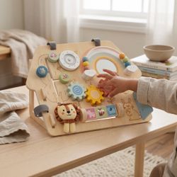 Brand New Wooden Busy Board Montessori Sensory Activity Board for Toddlers Learning Toy