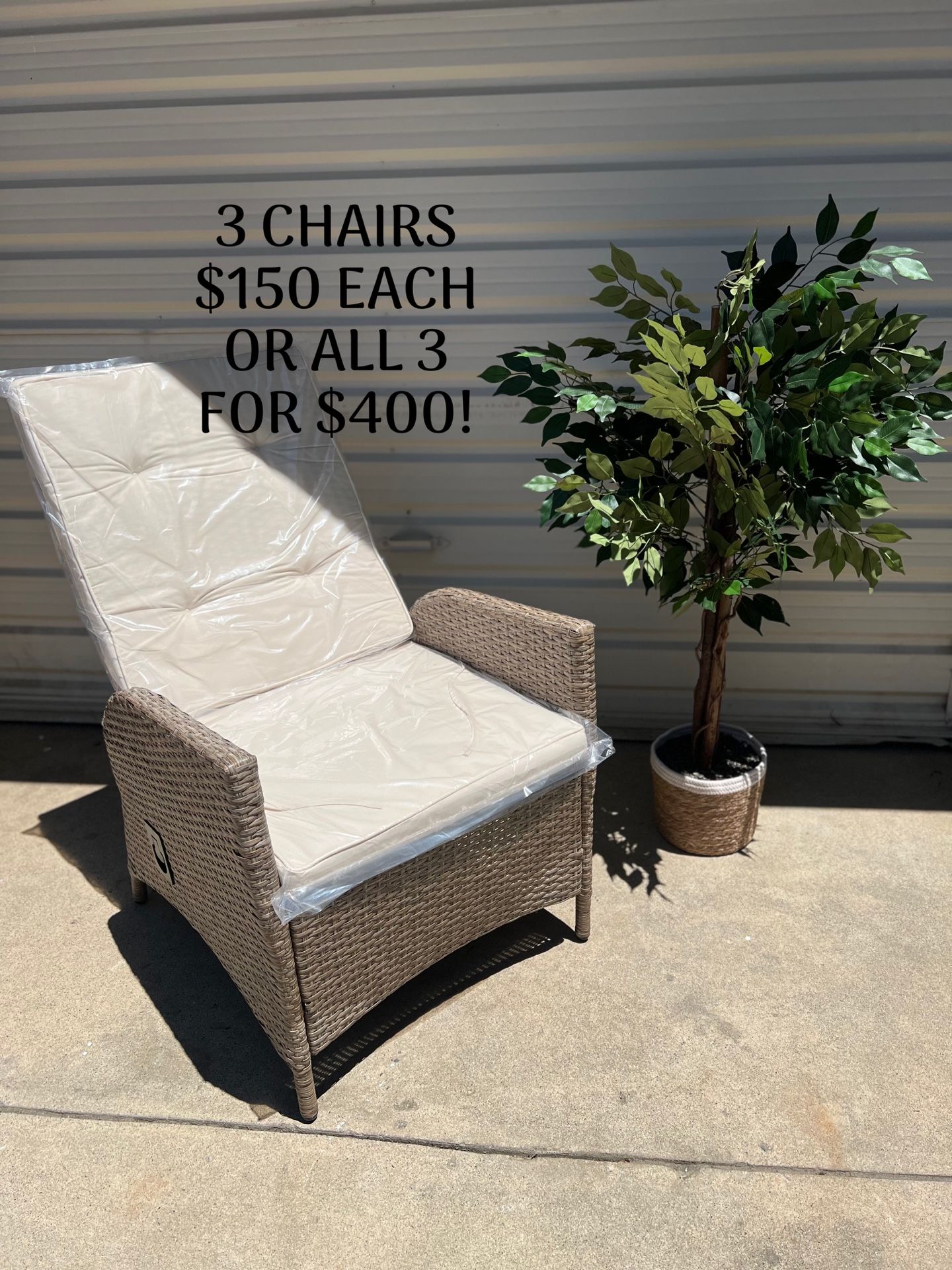 NEW PATIO RECLINING CHAIRS WITH CUSHION