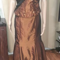 Gown Blouse with Skirt Brown Color size M.