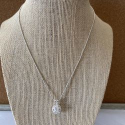 Short choker rope chain necklace with rhinestone ball pendant