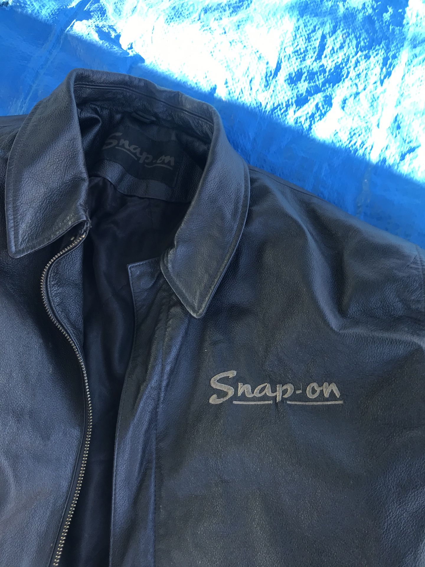 Snap on leather jacket