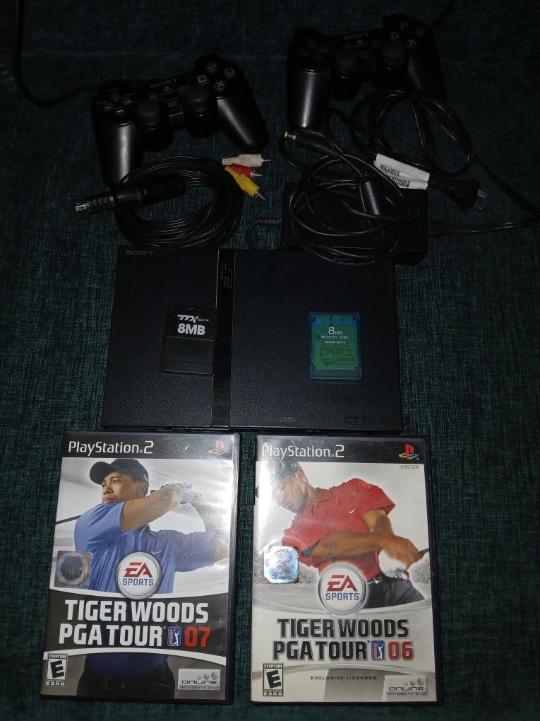PS2 Slim W/games, controllers and accessories