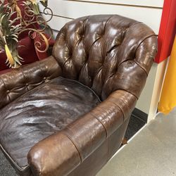 Drexel Distressed Brown Leather club Chair