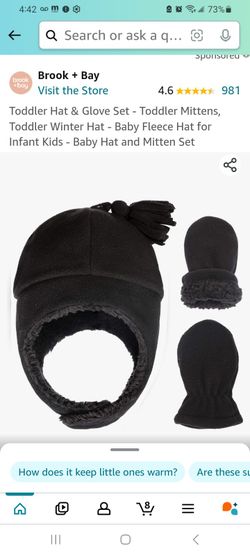 Fleece Beanie W/ball & Mittens
