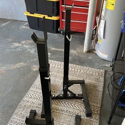 Adjustable weight racks for squats, bench, etc