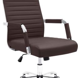 Office Desk Chair Mid-Back PU Leather Executive 