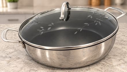 Princess House Heritage 8.75-Qt Non Stick Stainless Deep Casserole with Lid