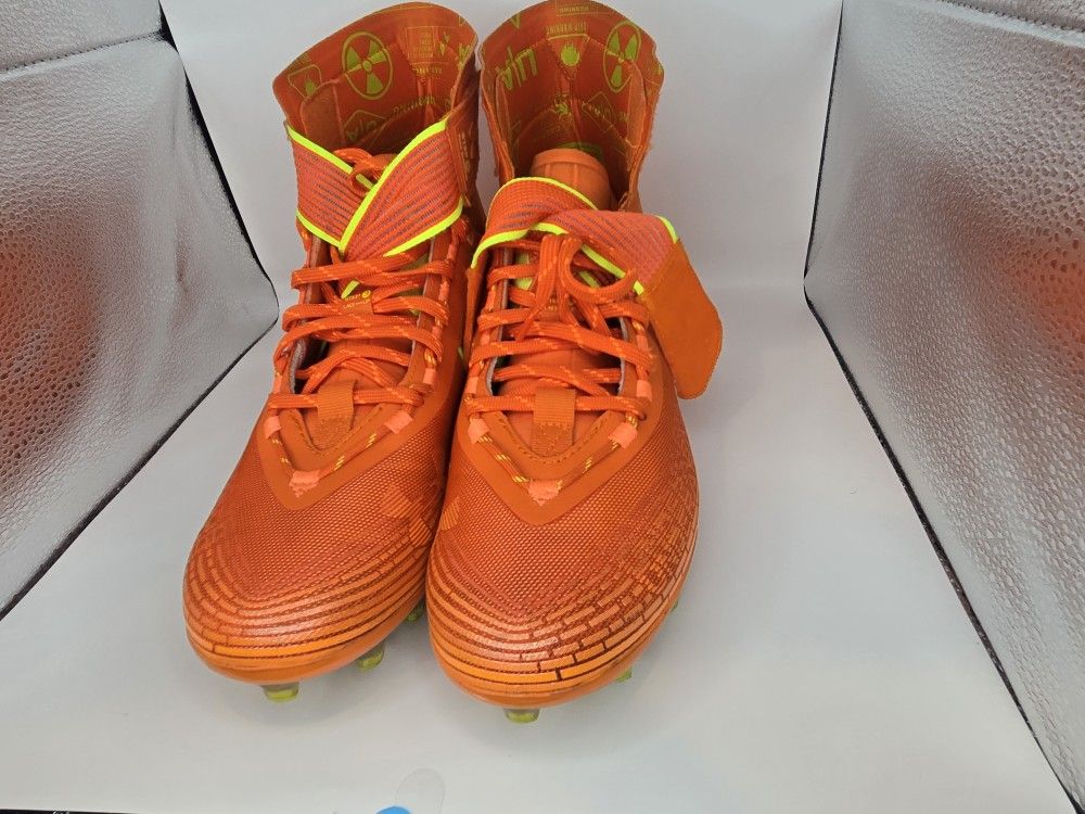 UNDER ARMOUR UAF Orange/Yellow Trim Sz 11.5 USA Art-(contact info removed)-801 HighTops Cleats