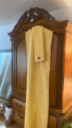 Marigold Yellow Linen Like Grommet Drapes curtains Window Treatments, Four Panels 36 Inches Wide Each Panel By 84 Inches Long