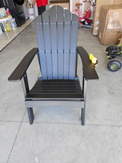 Patio Adirondack Chair Weather Resistant Garden Deck W/Cup Holder Black.