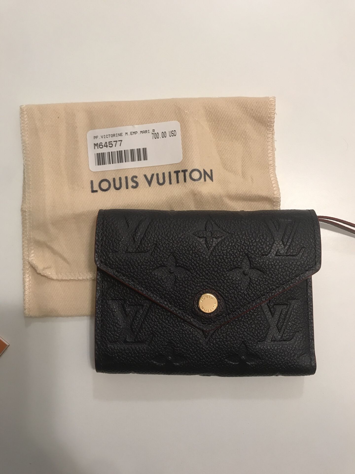 Brand New Louis Vuitton Monogram Empreinte Victorine Wallet M64577 Navy w/ Red lining