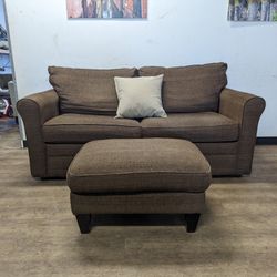 La-Z-Boy Modern Brown Fabric Pullout Couch with Ottoman