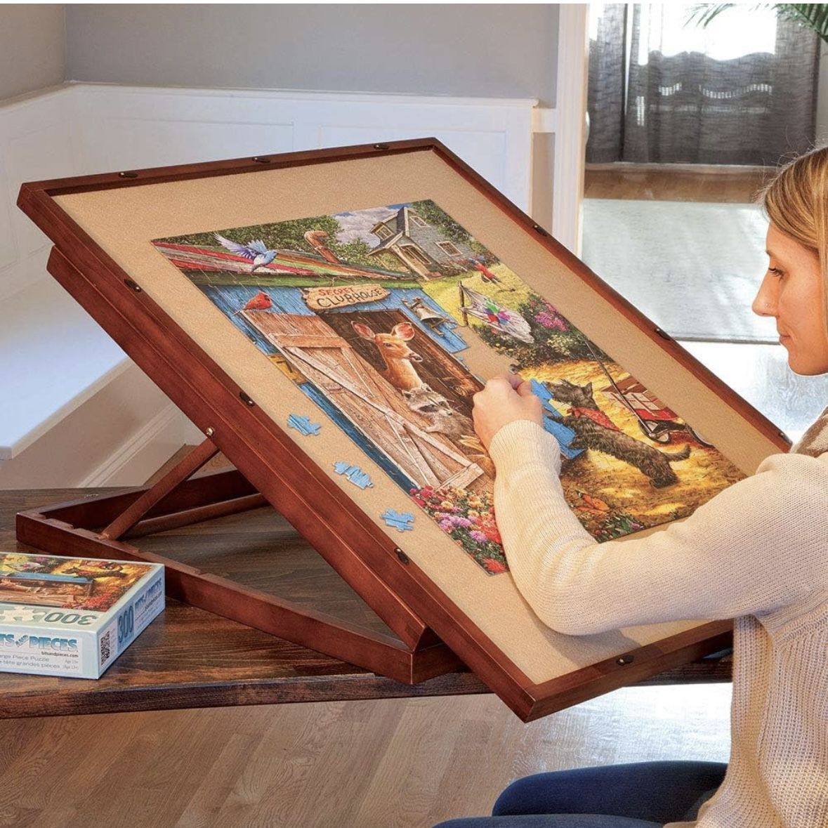 Bits and Pieces - Deluxe Swivel Puzzle Easel Board - Jigsaw Table Accessory - Non-Slip Felt Work Surface with Cover'