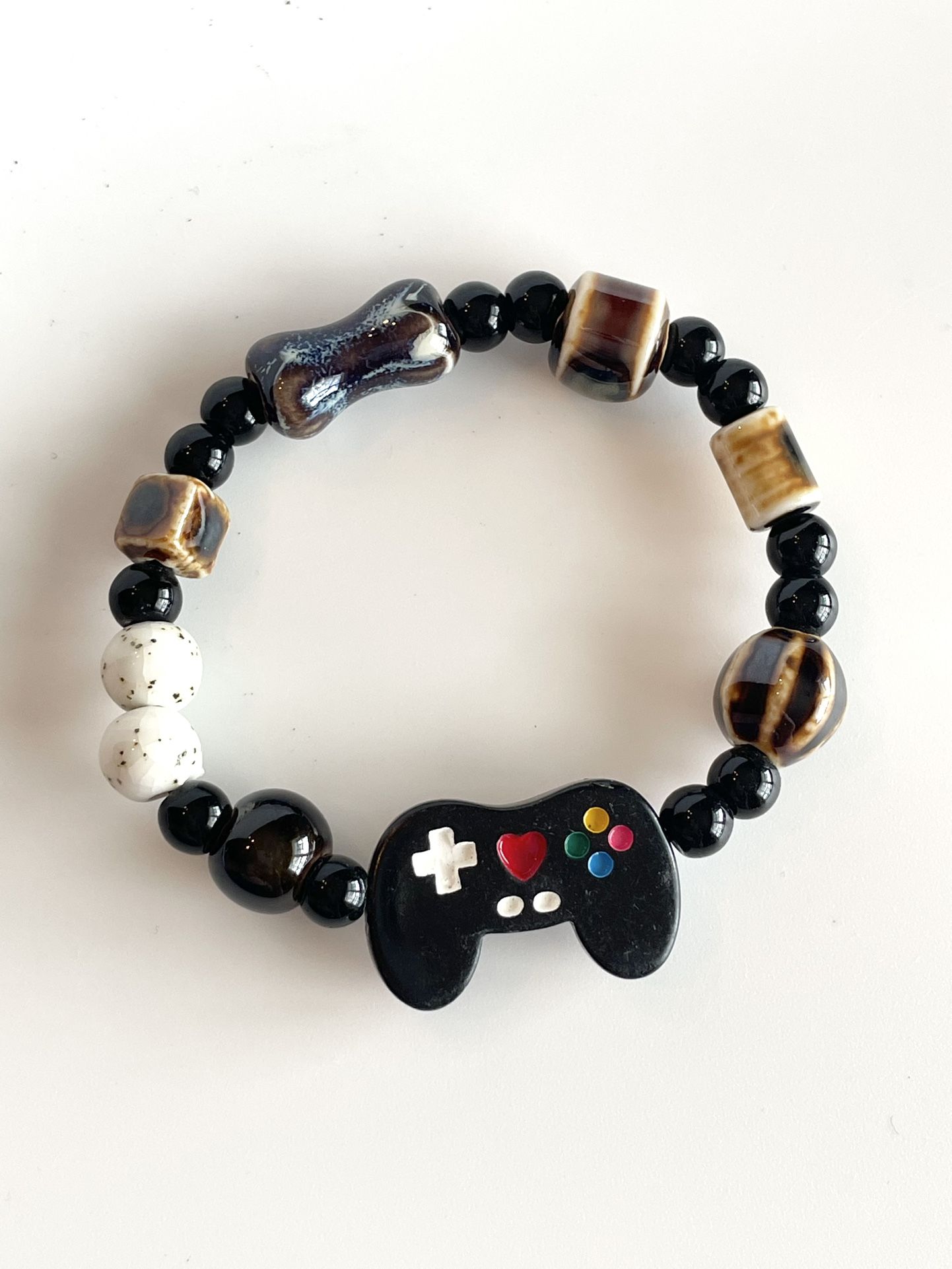 Video Gamer Bracelet controller charm white black brown boy or girl kids