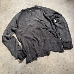 Y2K Faded Black Thermal Long Sleeve Waffle Knit