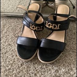 black Liz Claiborne strappy wedge sandals