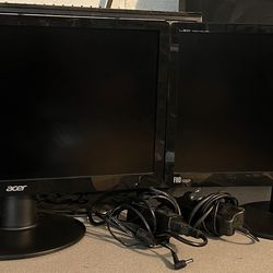 Acer 19.5” Led Computer Montiors - Matching Pair - Dual Monitor Setup - 1080p