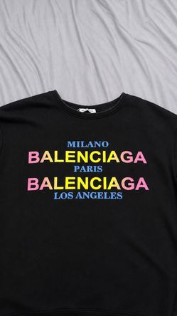 Black Balenciaga Crewneck Sweatshirt – Multicolor Logo