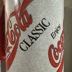 Vintage 90s ENJOY Coca-Cola Classic Travel Coke Plastic Mug Whirley With Lid