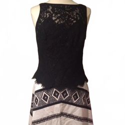 Carmen Marc Valvo Black Lace Top size 8 and Skirt  Size 4