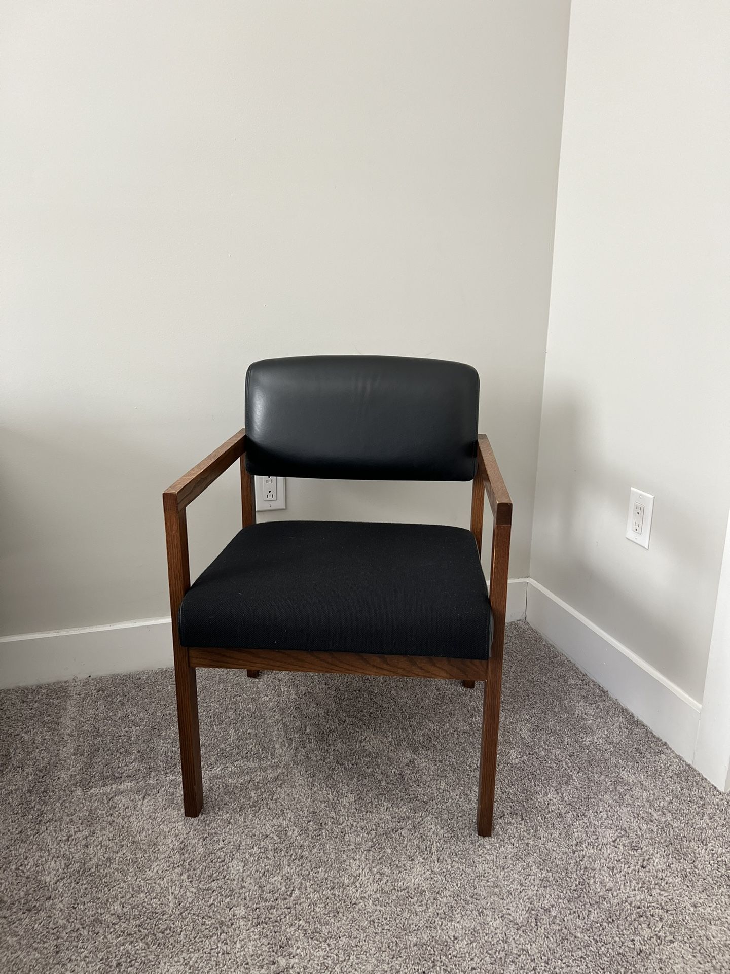 Vintage Office/Living Room Chair Wooden Leather fabric 